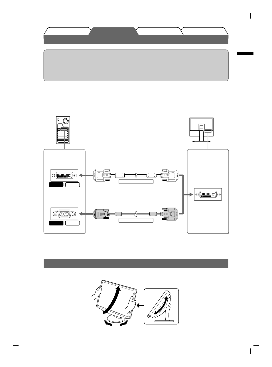 Connecting cables, Adjusting the screen height and angle | Eizo FlexScan S2111W User Manual | Page 5 / 60