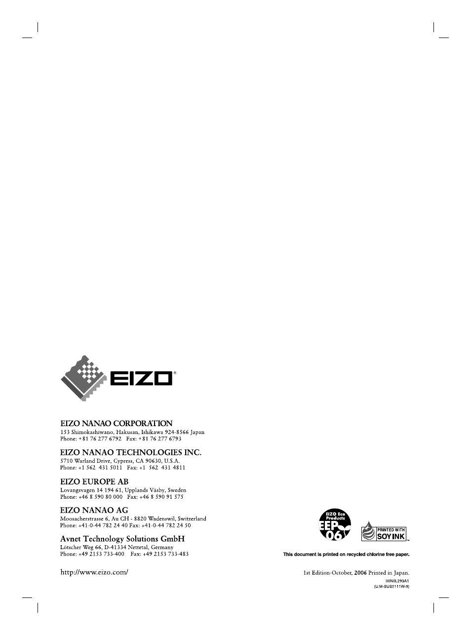 Eizo FlexScan S2111W User Manual | Page 60 / 60