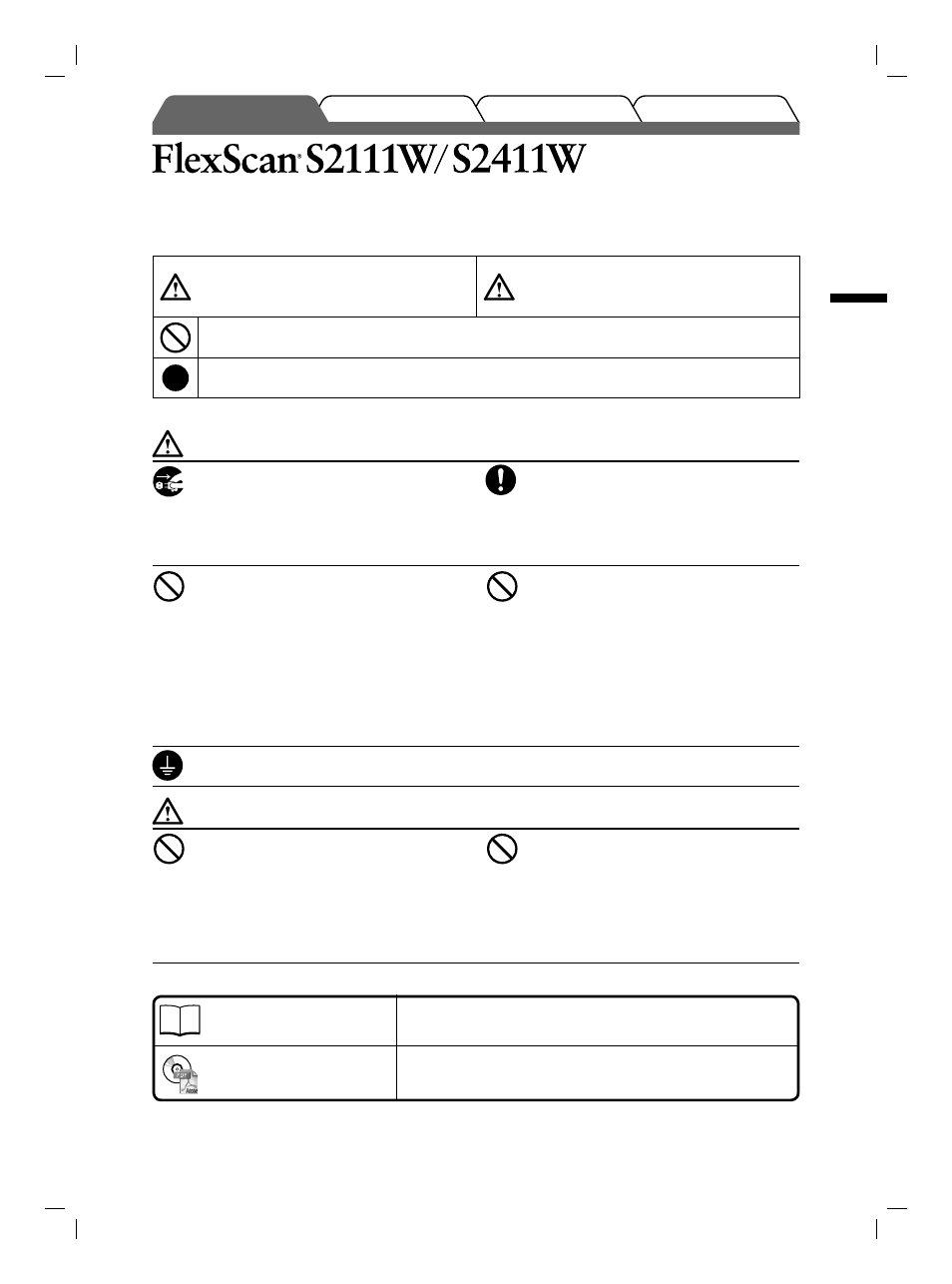 Lcd-farbmonitor, Sicherheitssymbole, Vorsichtsmassnahmen | Eizo FlexScan S2111W User Manual | Page 9 / 60