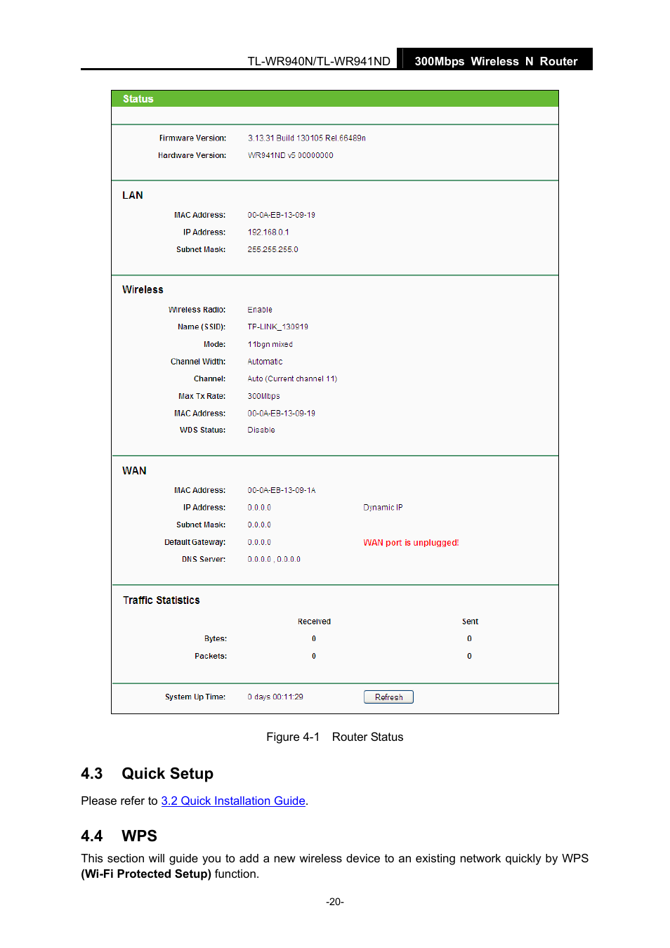 3 quick setup, 4 wps, Quick setup | TP-Link TL-WR940N User Manual | Page 28 / 111
