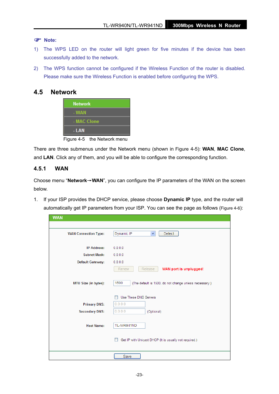 5 network, 1 wan, Network | TP-Link TL-WR940N User Manual | Page 31 / 111