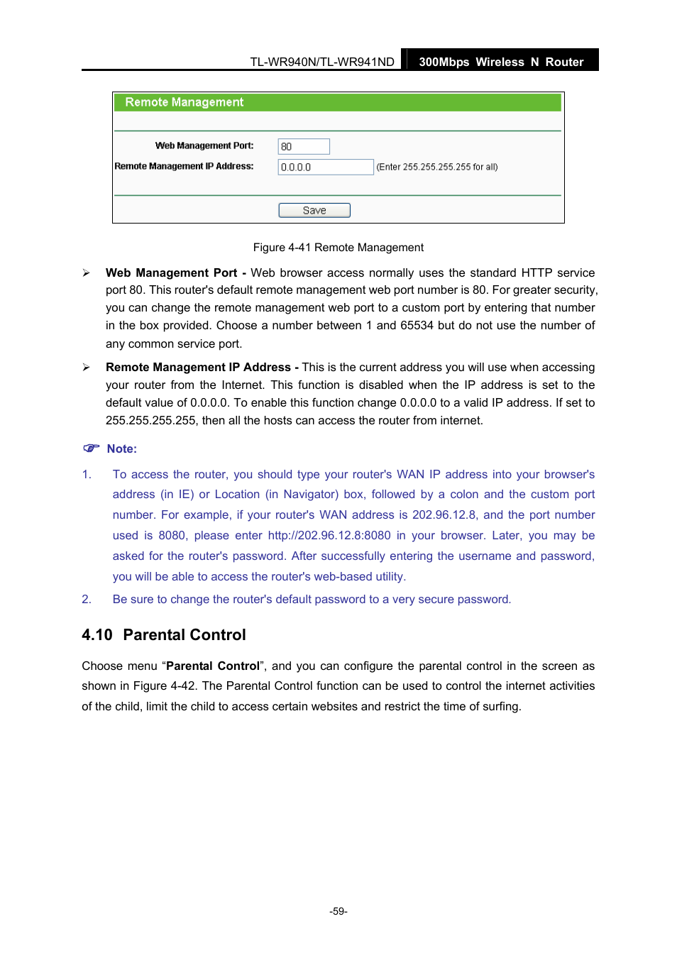 10 parental control, Parental control | TP-Link TL-WR940N User Manual | Page 67 / 111