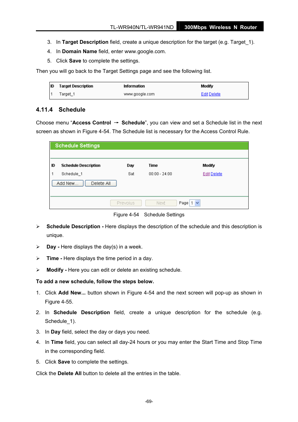 4 schedule, Schedule | TP-Link TL-WR940N User Manual | Page 77 / 111