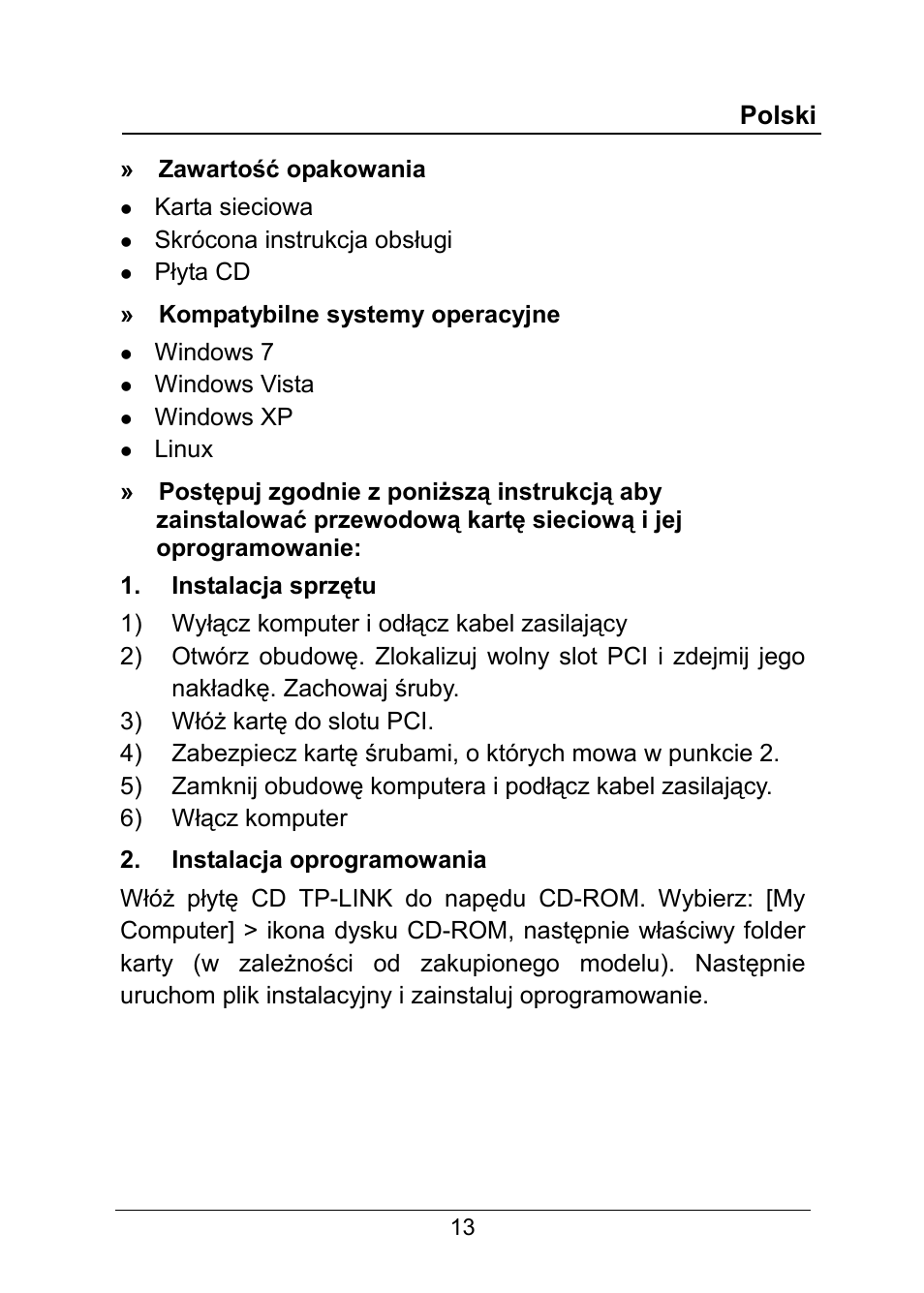 Polski | TP-Link TG-3269 User Manual | Page 15 / 24