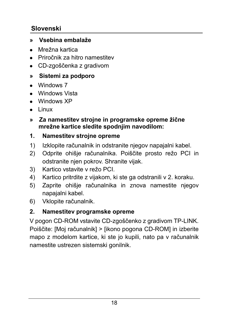 Slovenski | TP-Link TG-3269 User Manual | Page 20 / 24