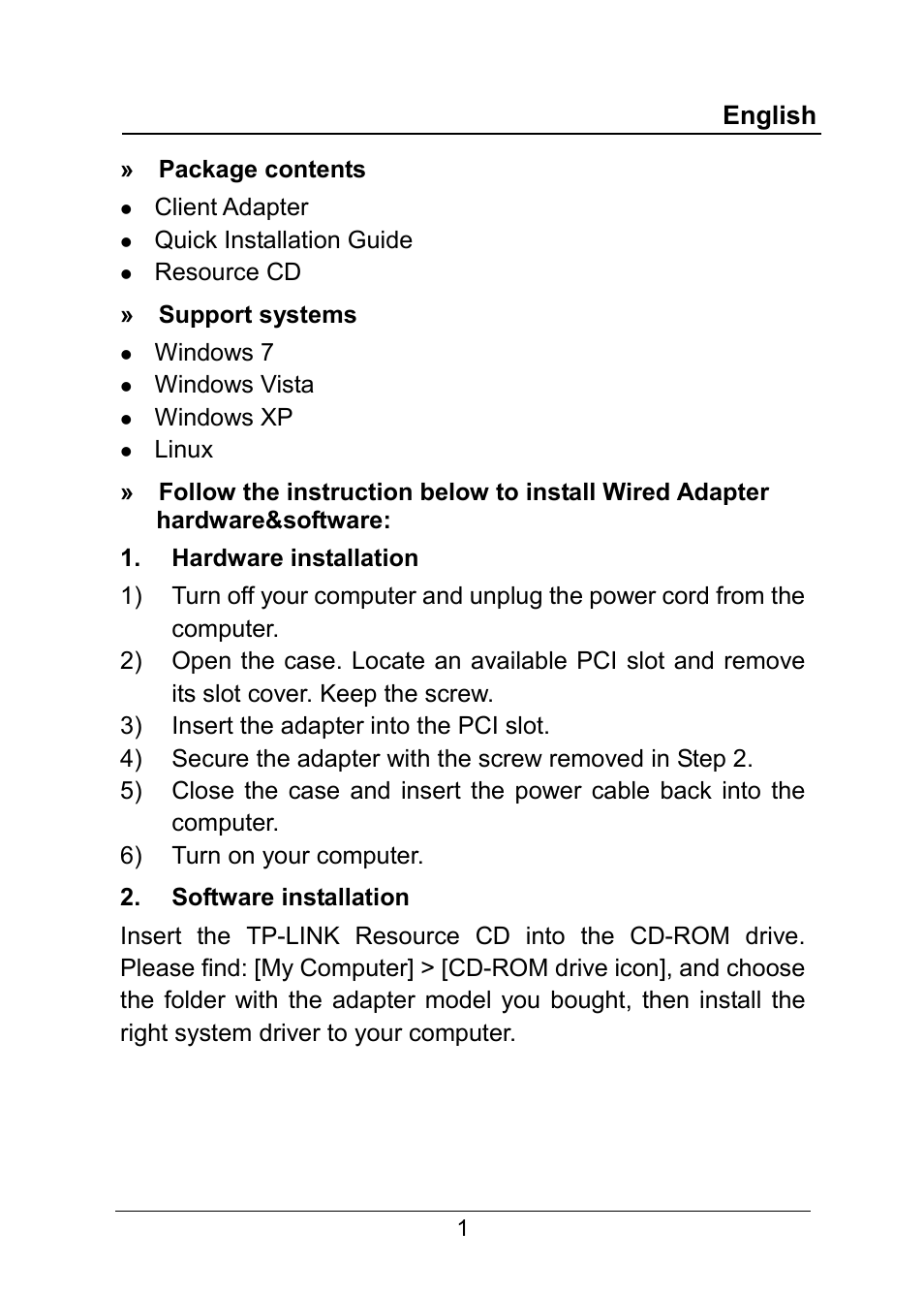 English | TP-Link TG-3269 User Manual | Page 3 / 24