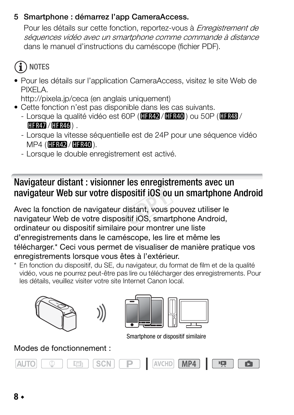 Cop y | Canon LEGRIA HF R48 User Manual | Page 40 / 116