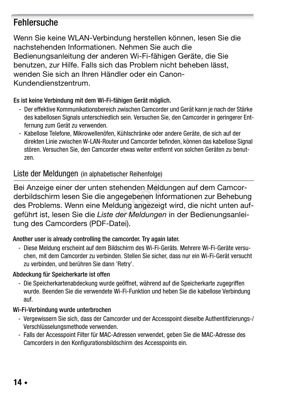 Fehlersuche, Cop y | Canon LEGRIA HF R48 User Manual | Page 60 / 116