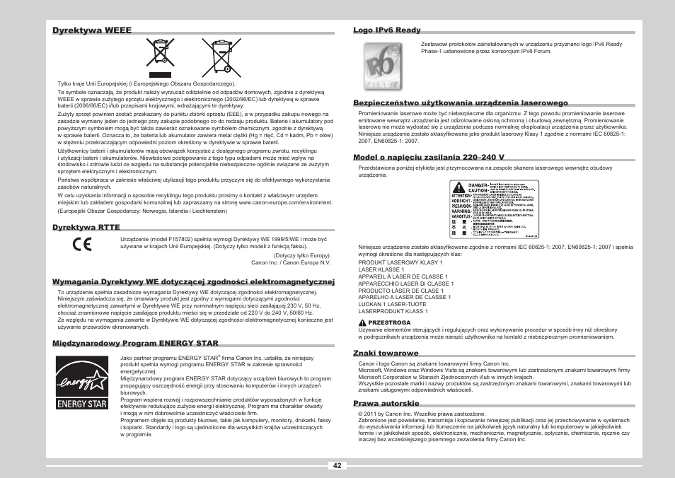 Dyrektywa weee | Canon i-SENSYS MF8080Cw User Manual | Page 148 / 276