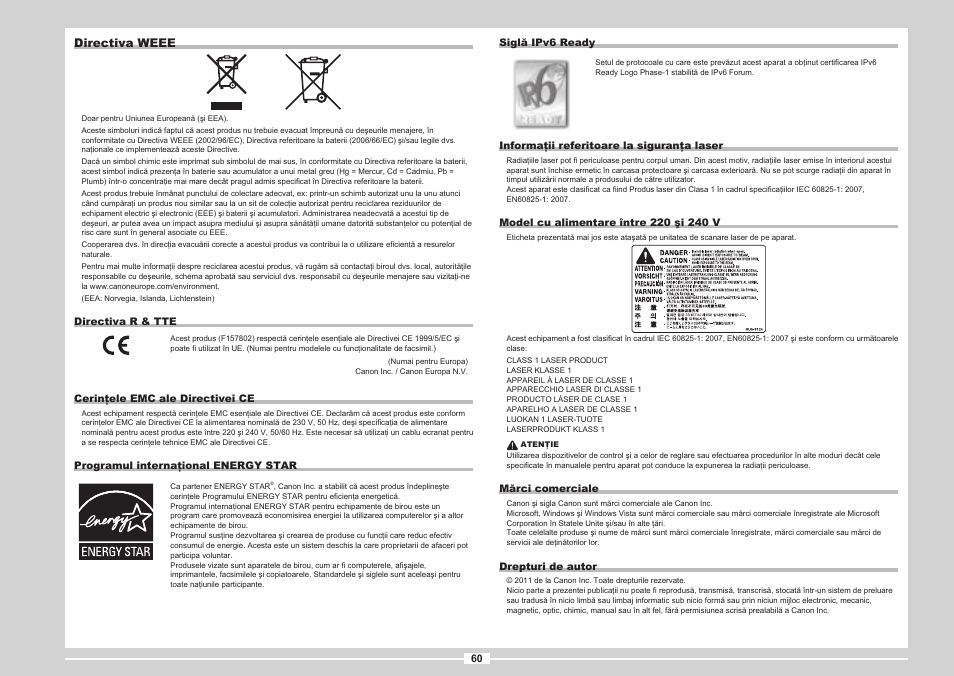 Directiva weee | Canon i-SENSYS MF8080Cw User Manual | Page 166 / 276