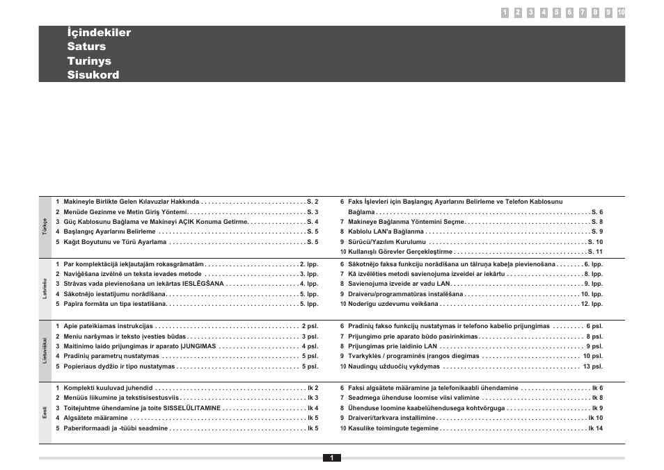 Içindekiler saturs turinys sisukord | Canon i-SENSYS MF8080Cw User Manual | Page 64 / 276