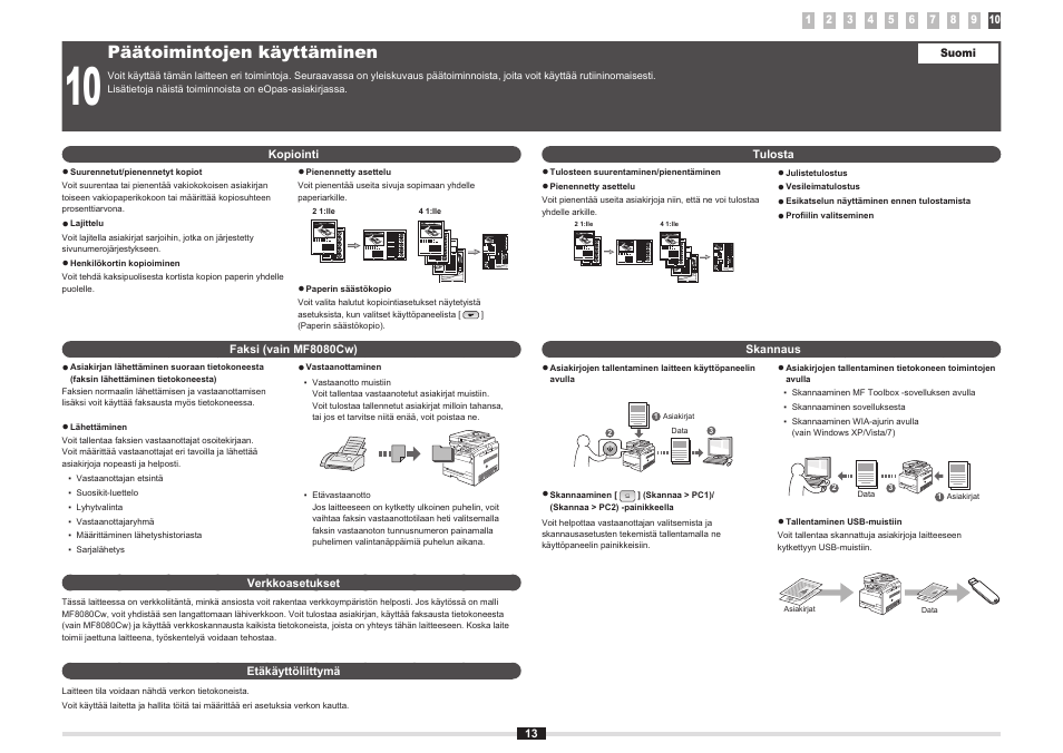 Päätoimintojen käyttäminen | Canon i-SENSYS MF8080Cw User Manual | Page 90 / 276