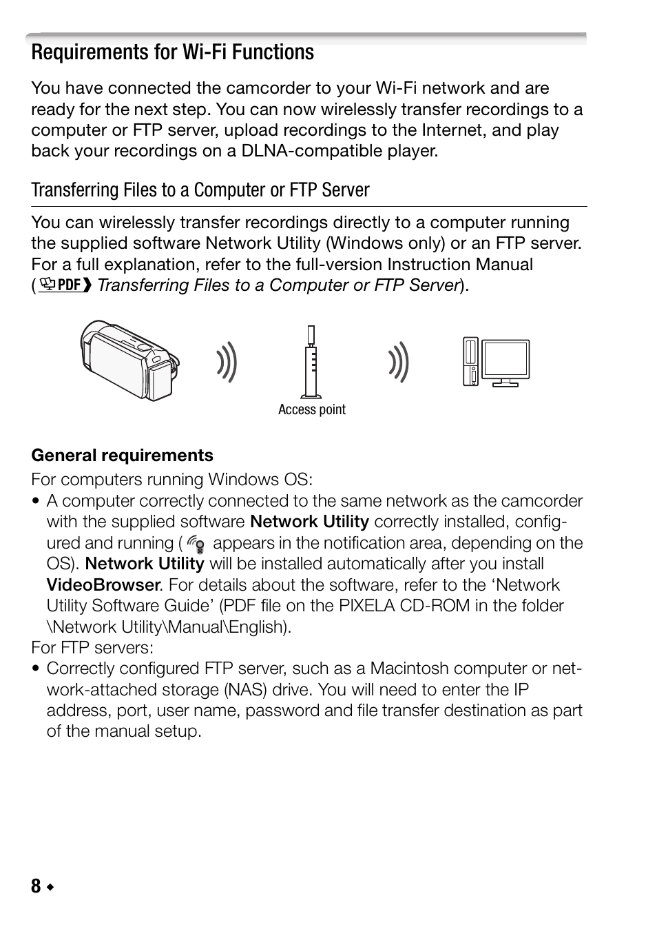 Requirements for wi-fi functions | Canon LEGRIA HF R38 User Manual | Page 26 / 96