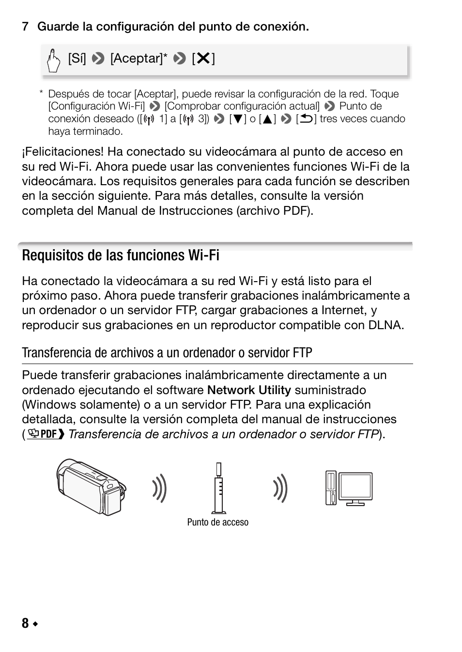 Requisitos de las funciones wi-fi | Canon LEGRIA HF R38 User Manual | Page 64 / 96