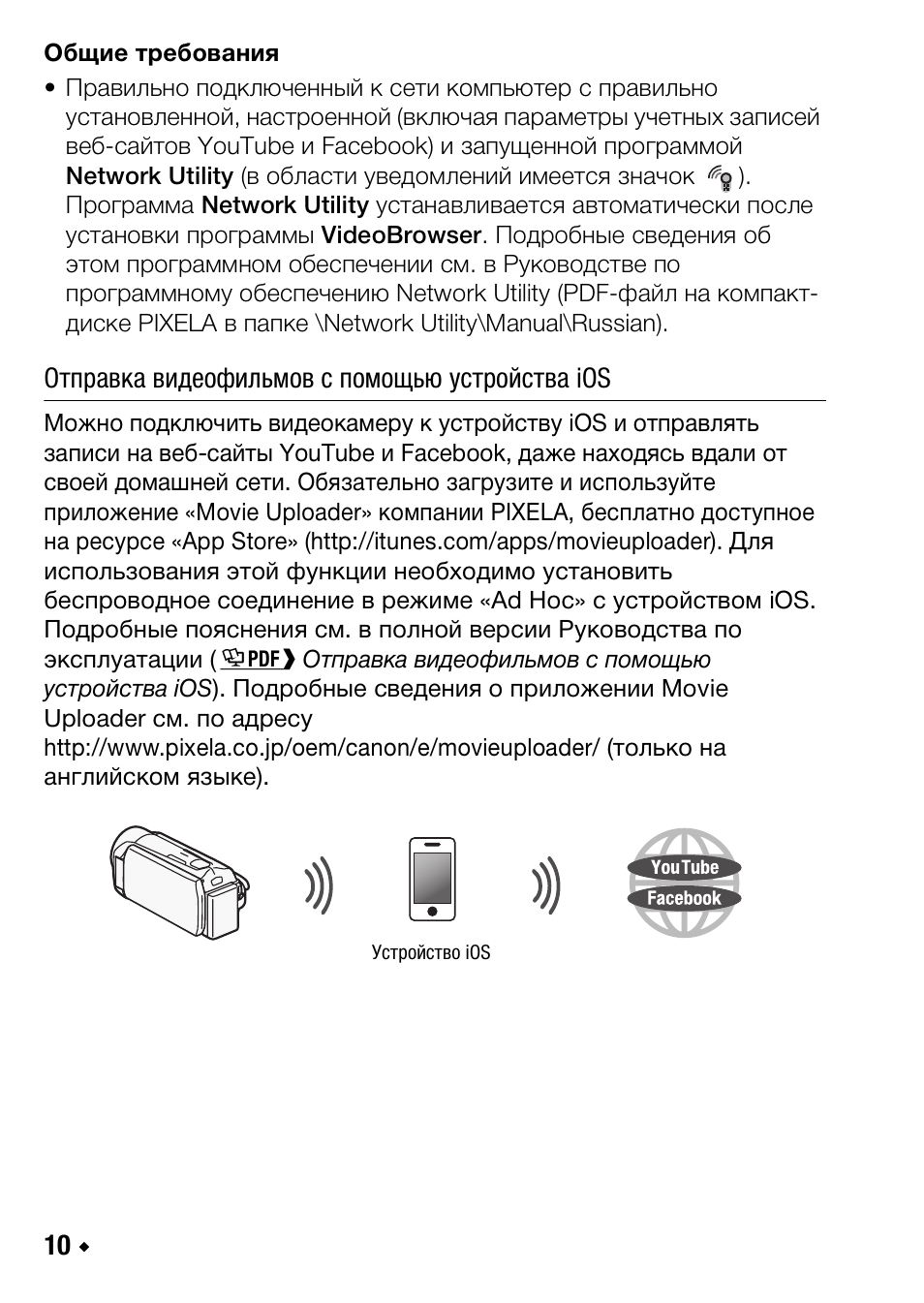 Отправка видеофильмов с помощью устройства ios | Canon LEGRIA HF R38 User Manual | Page 80 / 96