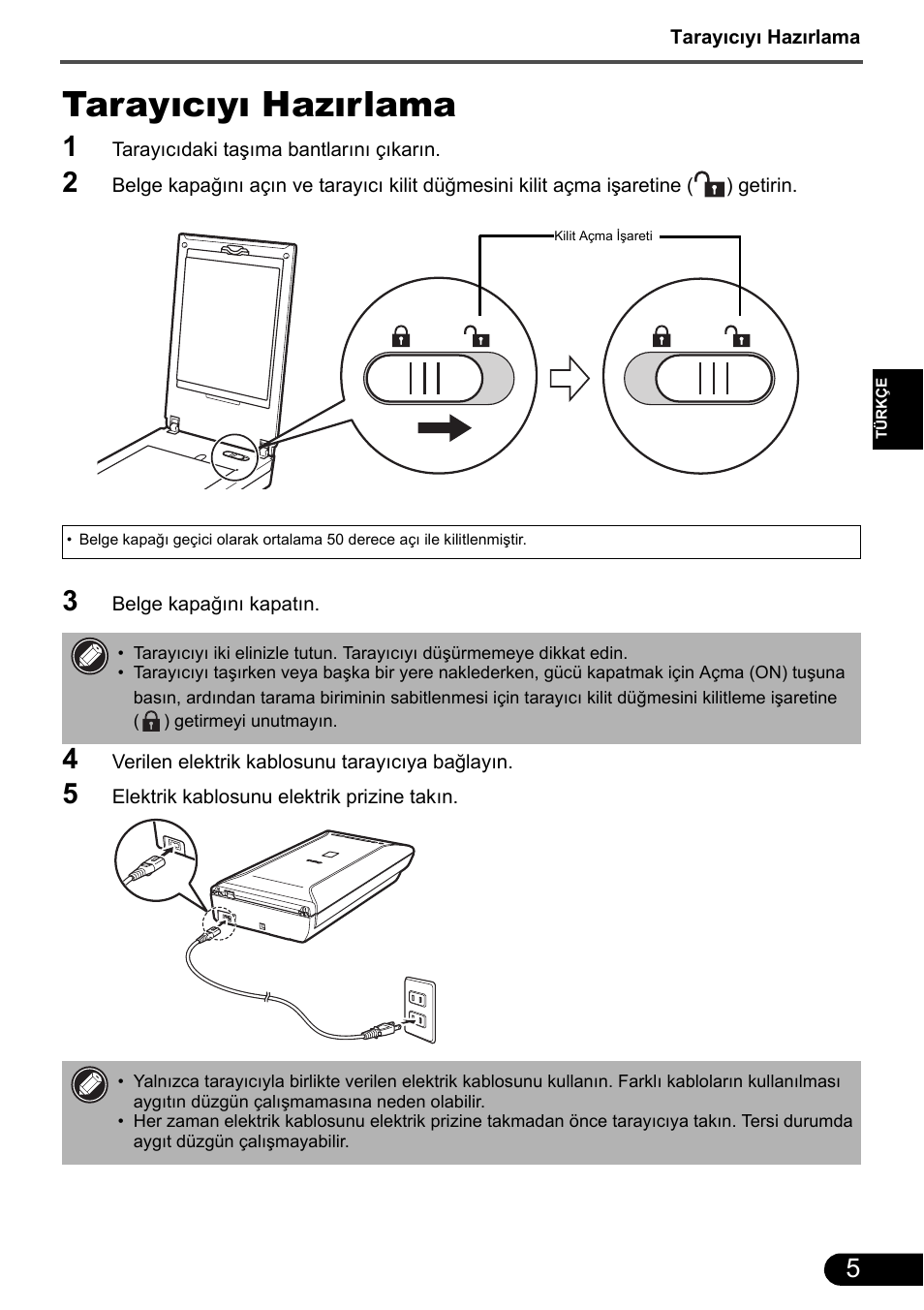 Tarayıcıyı hazırlama | Canon CanoScan 9000F MarkII User Manual | Page 125 / 135