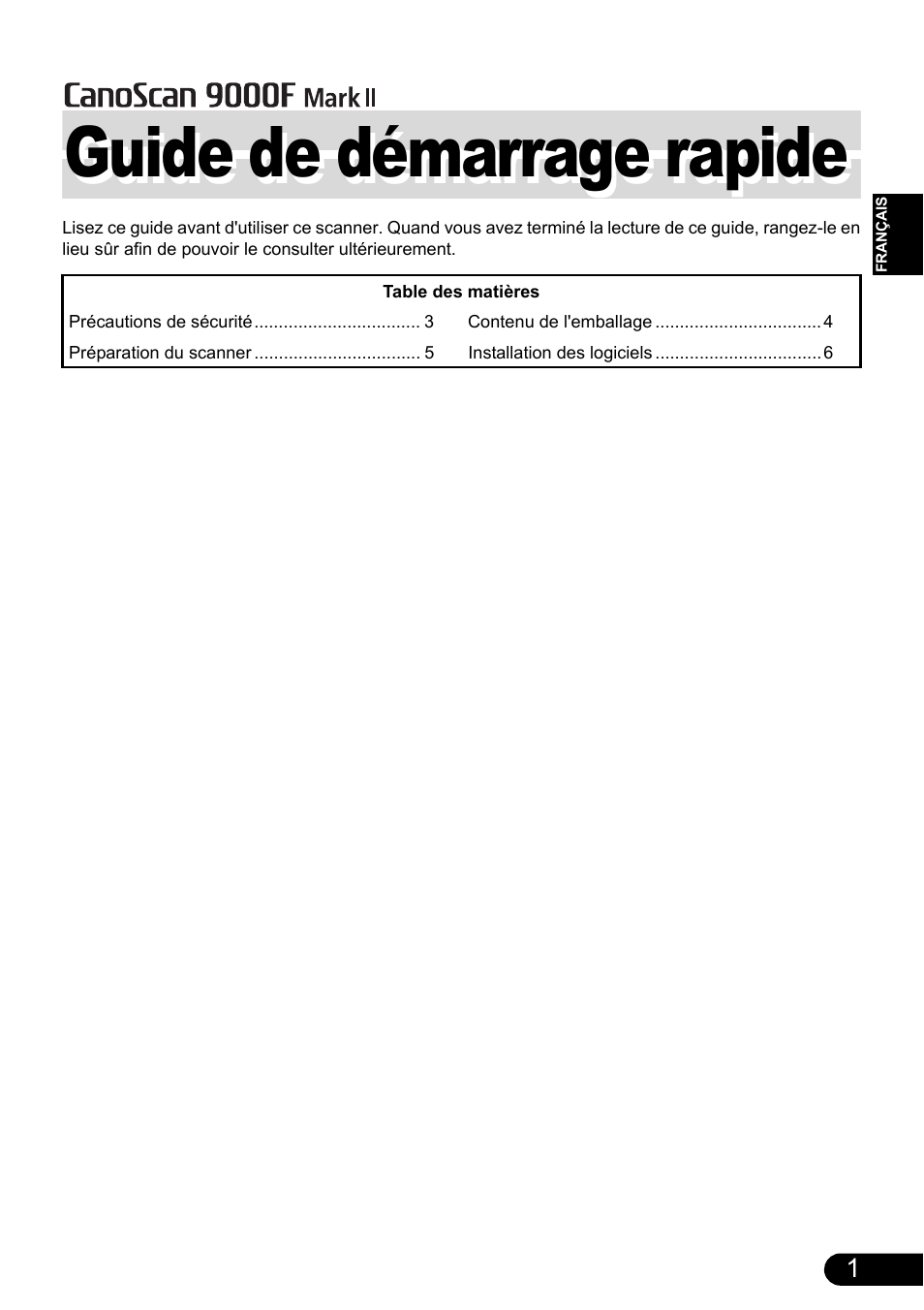 Guide de démarrage rapide | Canon CanoScan 9000F MarkII User Manual | Page 16 / 135