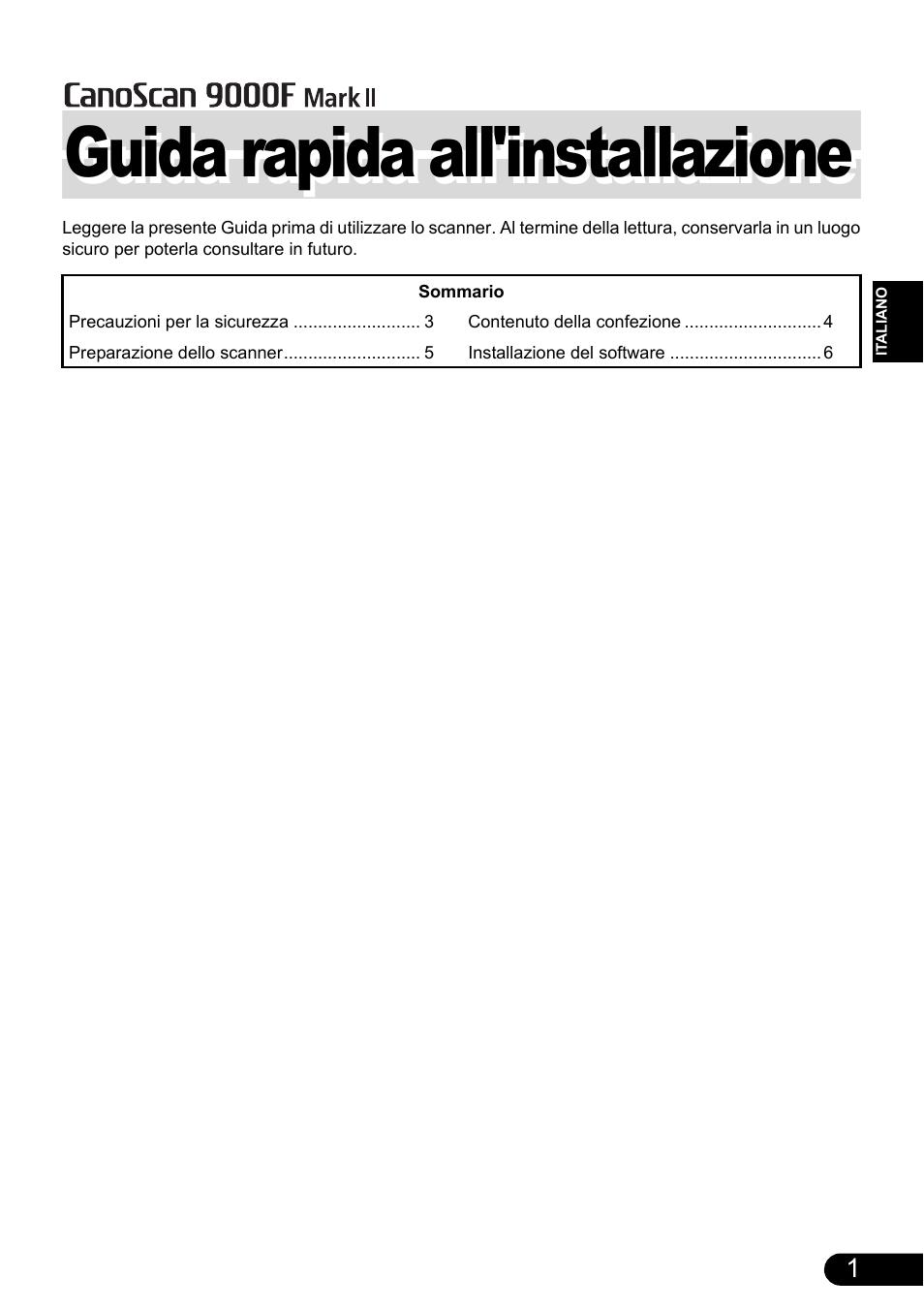 Guida rapida all'installazione | Canon CanoScan 9000F MarkII User Manual | Page 23 / 135