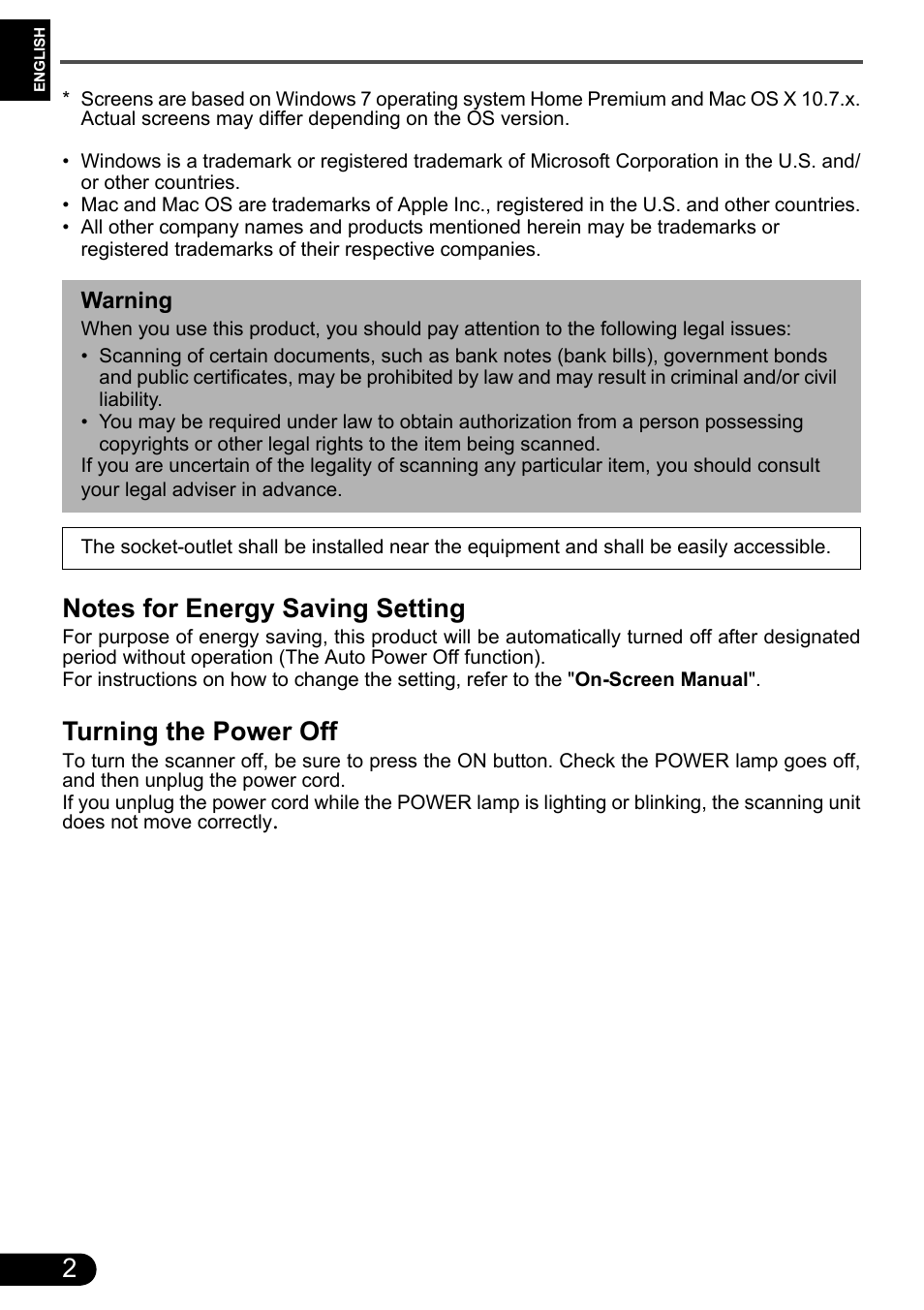Turning the power off | Canon CanoScan 9000F MarkII User Manual | Page 3 / 135