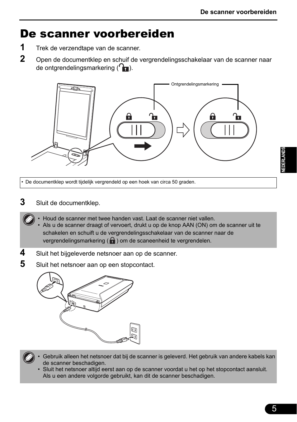 De scanner voorbereiden | Canon CanoScan 9000F MarkII User Manual | Page 41 / 135