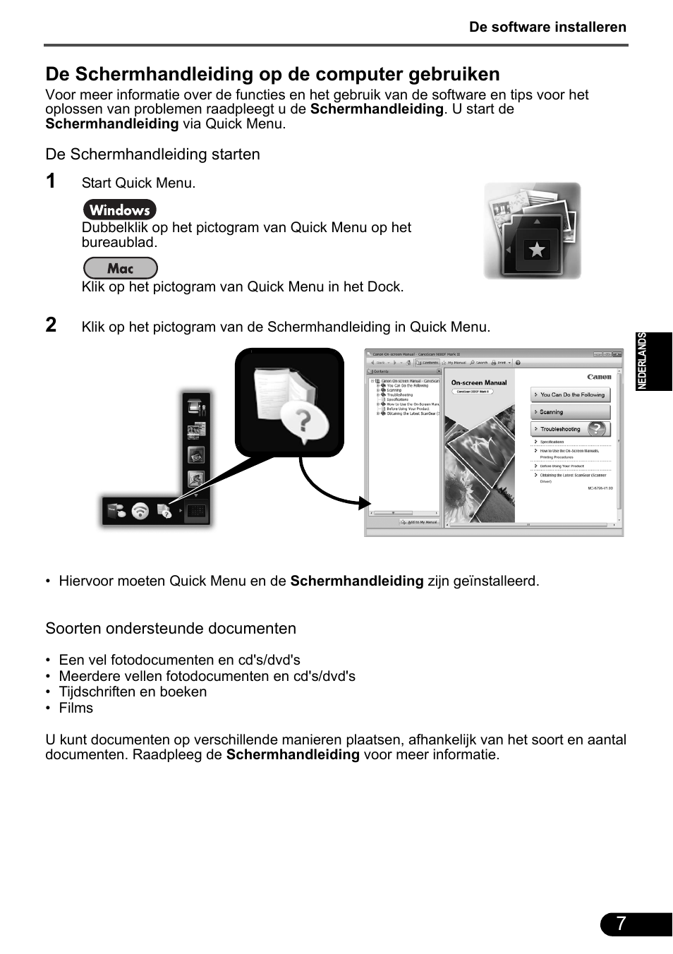 De schermhandleiding op de computer gebruiken | Canon CanoScan 9000F MarkII User Manual | Page 43 / 135