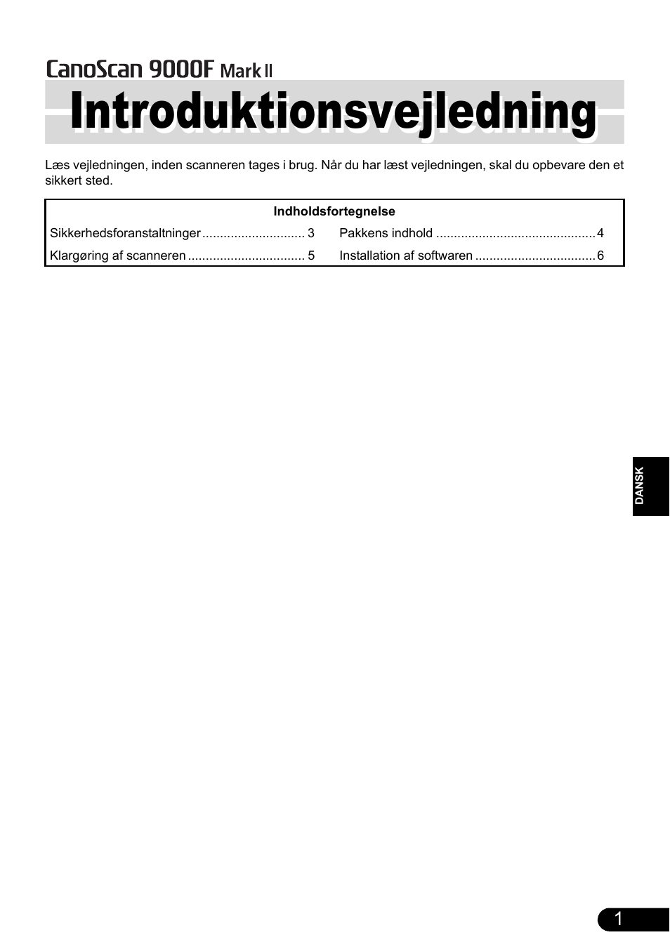 Introduktionsvejledning | Canon CanoScan 9000F MarkII User Manual | Page 51 / 135