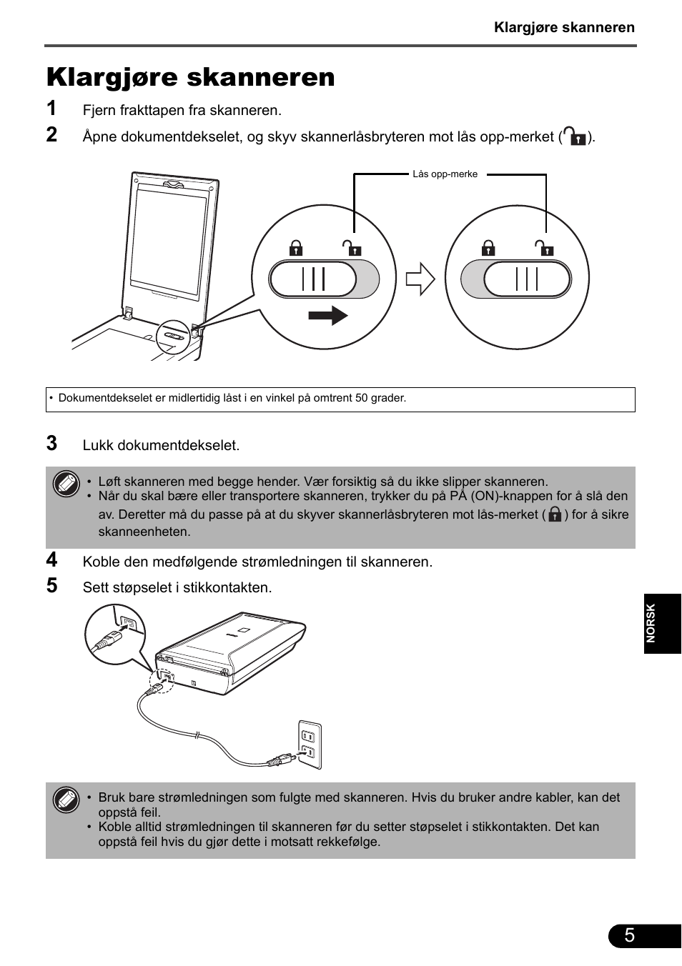 Klargjøre skanneren | Canon CanoScan 9000F MarkII User Manual | Page 69 / 135