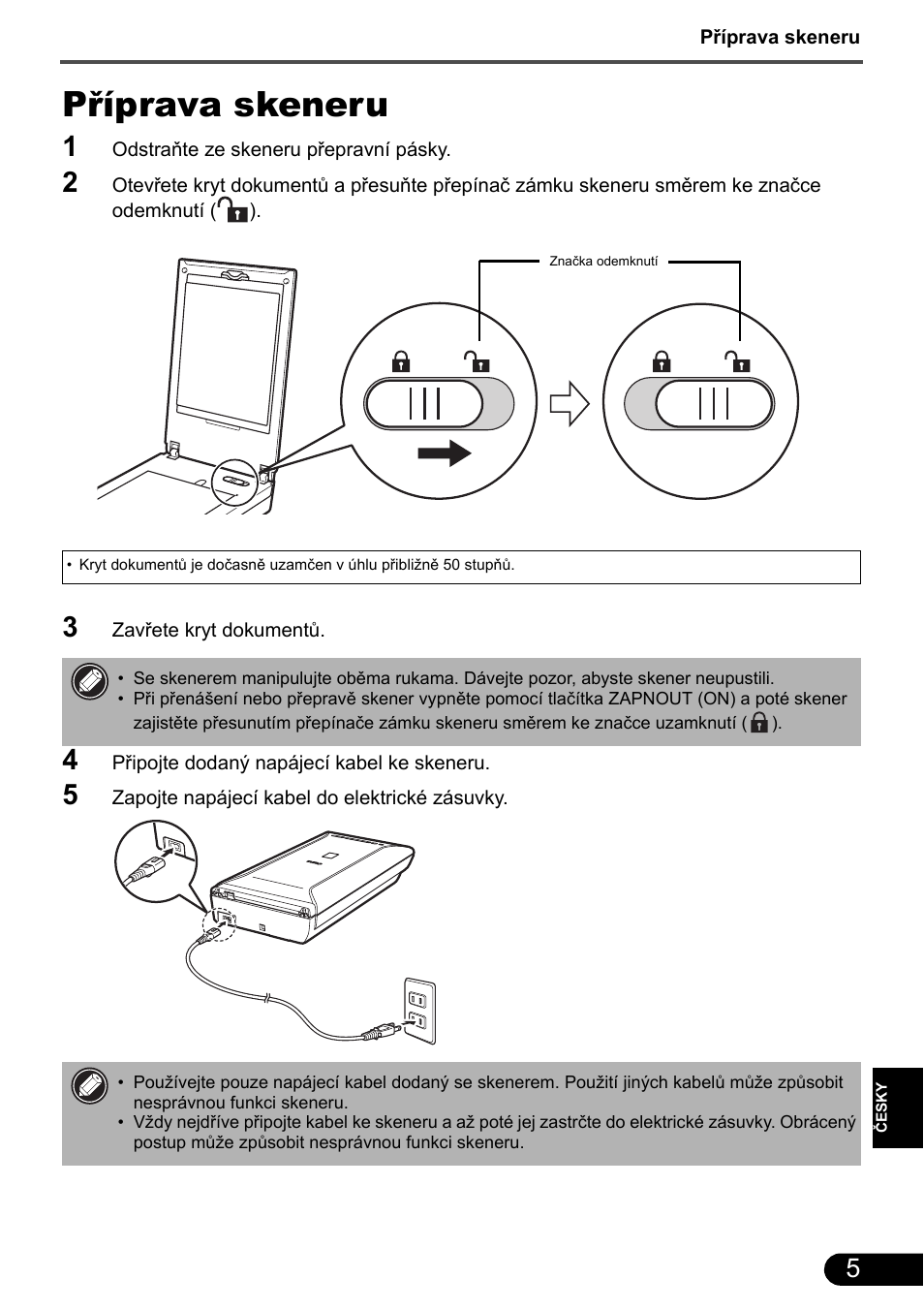 Příprava skeneru | Canon CanoScan 9000F MarkII User Manual | Page 90 / 135