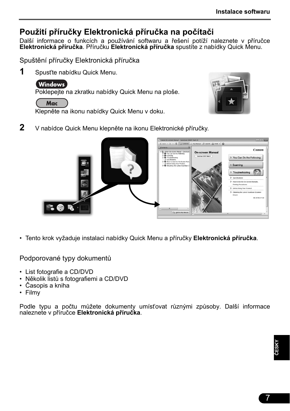 Použití příručky elektronická příručka na počítači | Canon CanoScan 9000F MarkII User Manual | Page 92 / 135