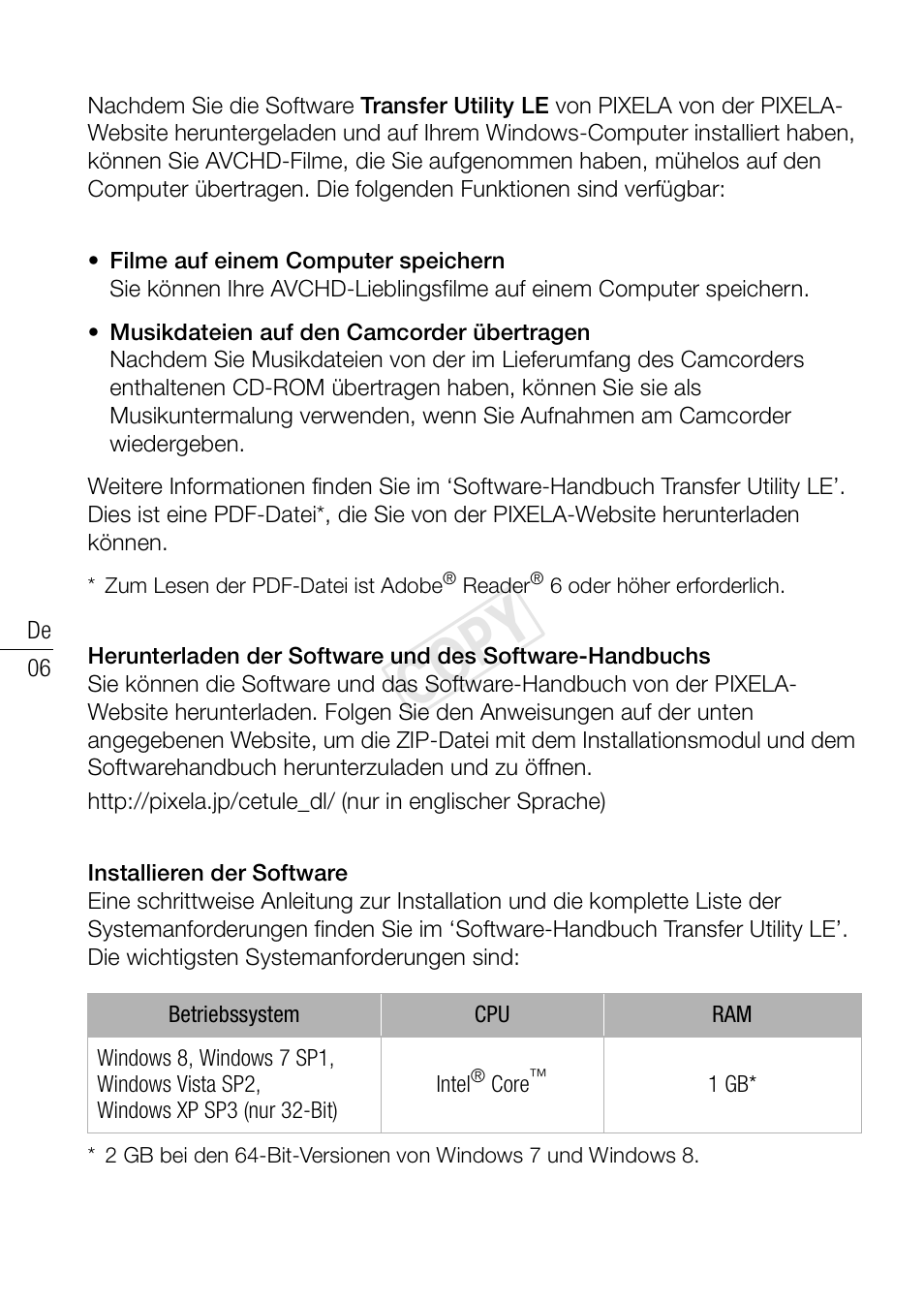 Cop y | Canon LEGRIA HF R406 User Manual | Page 6 / 11