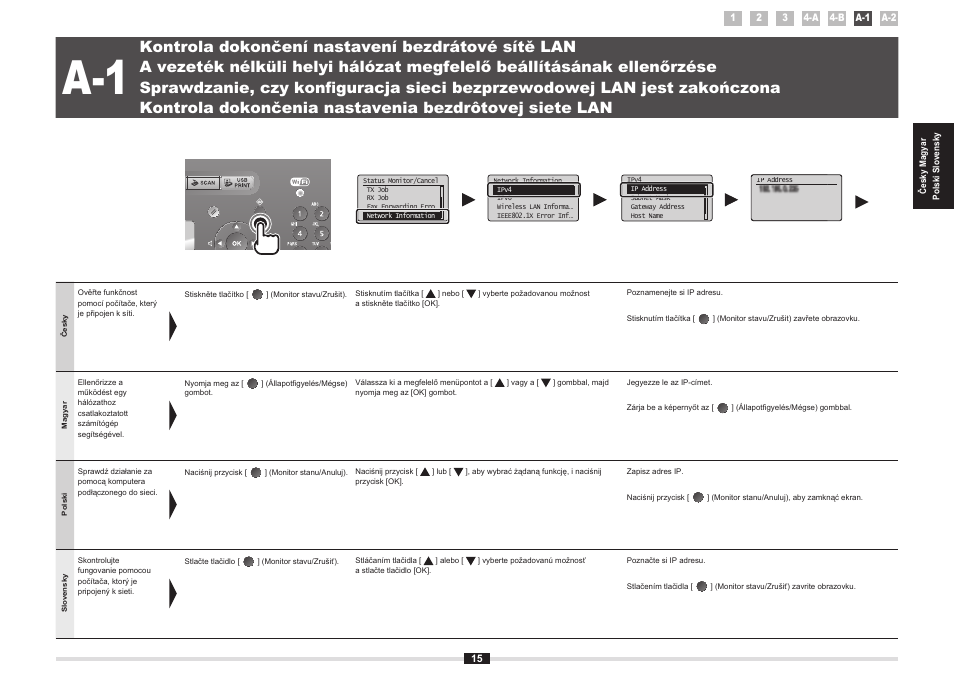 Lapozzon az „a-1 a vezeték nélküli, Ci „a-1 sprawdzanie, czy, Asti „a-1 kontrola | Dokončenia nastavenia bezdrôtovej siete lan | Canon i-SENSYS MF8380Cdw User Manual | Page 33 / 128