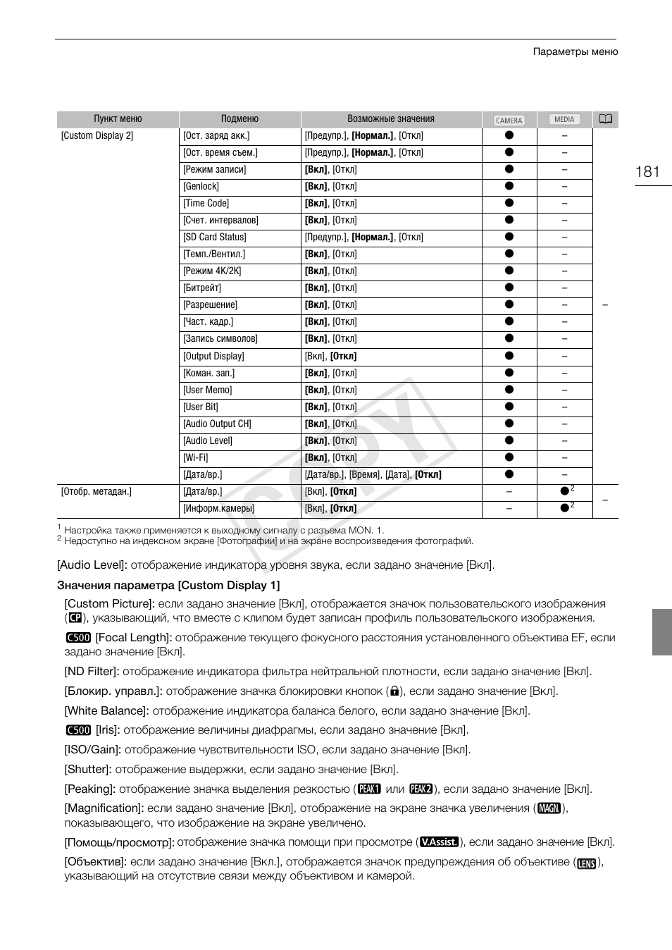 Cop y | Canon EOS C500 PL User Manual | Page 181 / 219