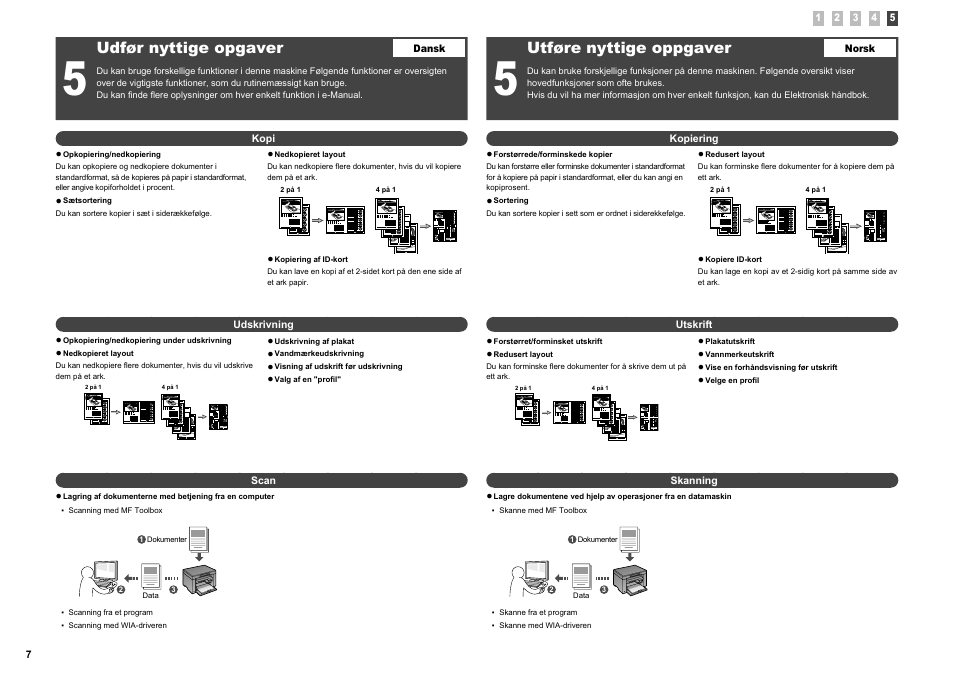 Udfør nyttige opgaver, Utføre nyttige oppgaver | Canon i-SENSYS MF3010 User Manual | Page 52 / 204