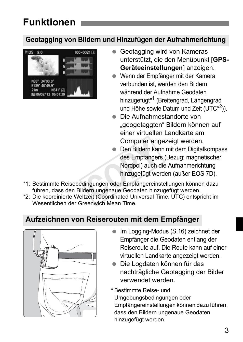Cop y, Funktionen | Canon GPS RECEIVER GP-E2 User Manual | Page 101 / 292