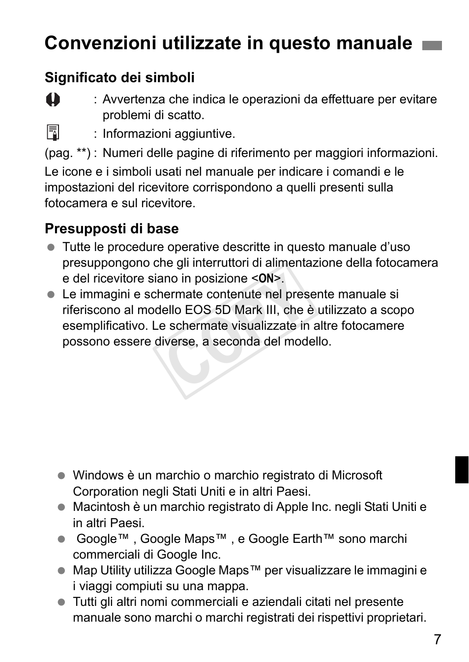 Cop y, Convenzioni utilizzate in questo manuale | Canon GPS RECEIVER GP-E2 User Manual | Page 137 / 292