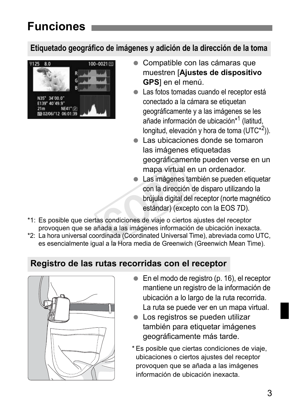 Cop y, Funciones | Canon GPS RECEIVER GP-E2 User Manual | Page 165 / 292