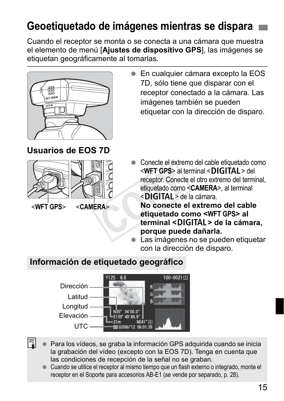 Cop y, Geoetiquetado de imágenes mientras se dispara | Canon GPS RECEIVER GP-E2 User Manual | Page 177 / 292