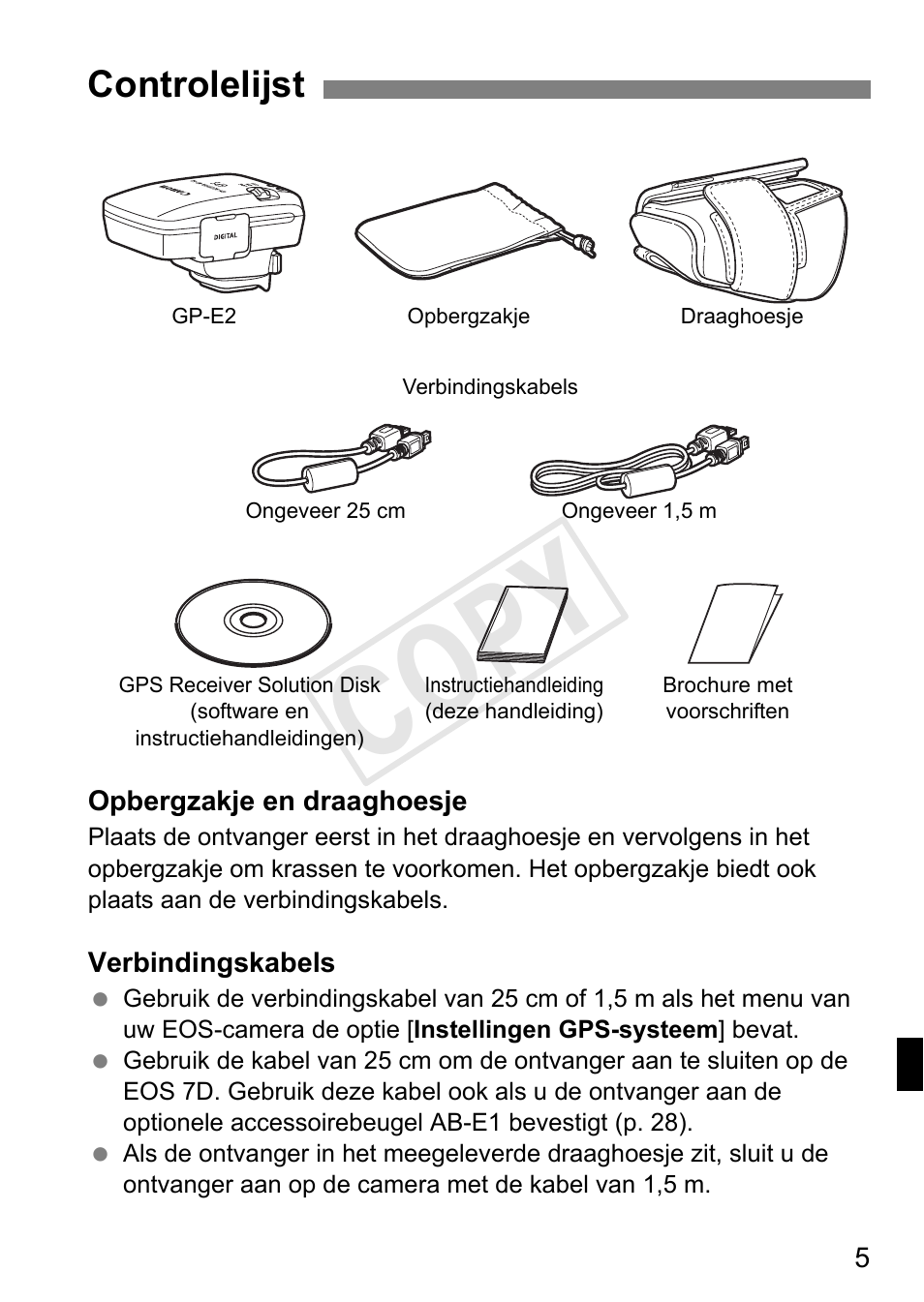 Cop y, Controlelijst | Canon GPS RECEIVER GP-E2 User Manual | Page 199 / 292