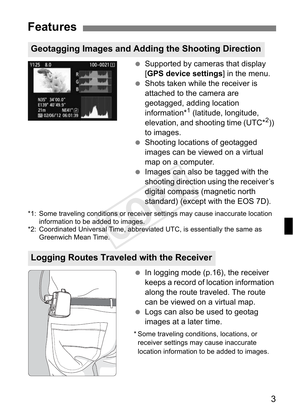 Cop y, Features | Canon GPS RECEIVER GP-E2 User Manual | Page 37 / 292