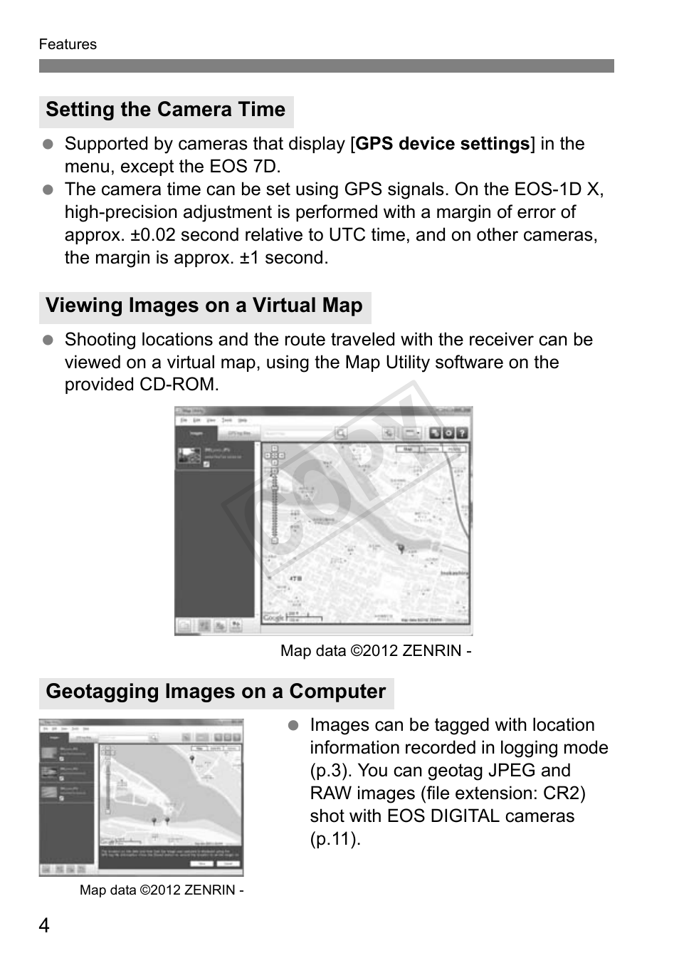 Cop y | Canon GPS RECEIVER GP-E2 User Manual | Page 38 / 292