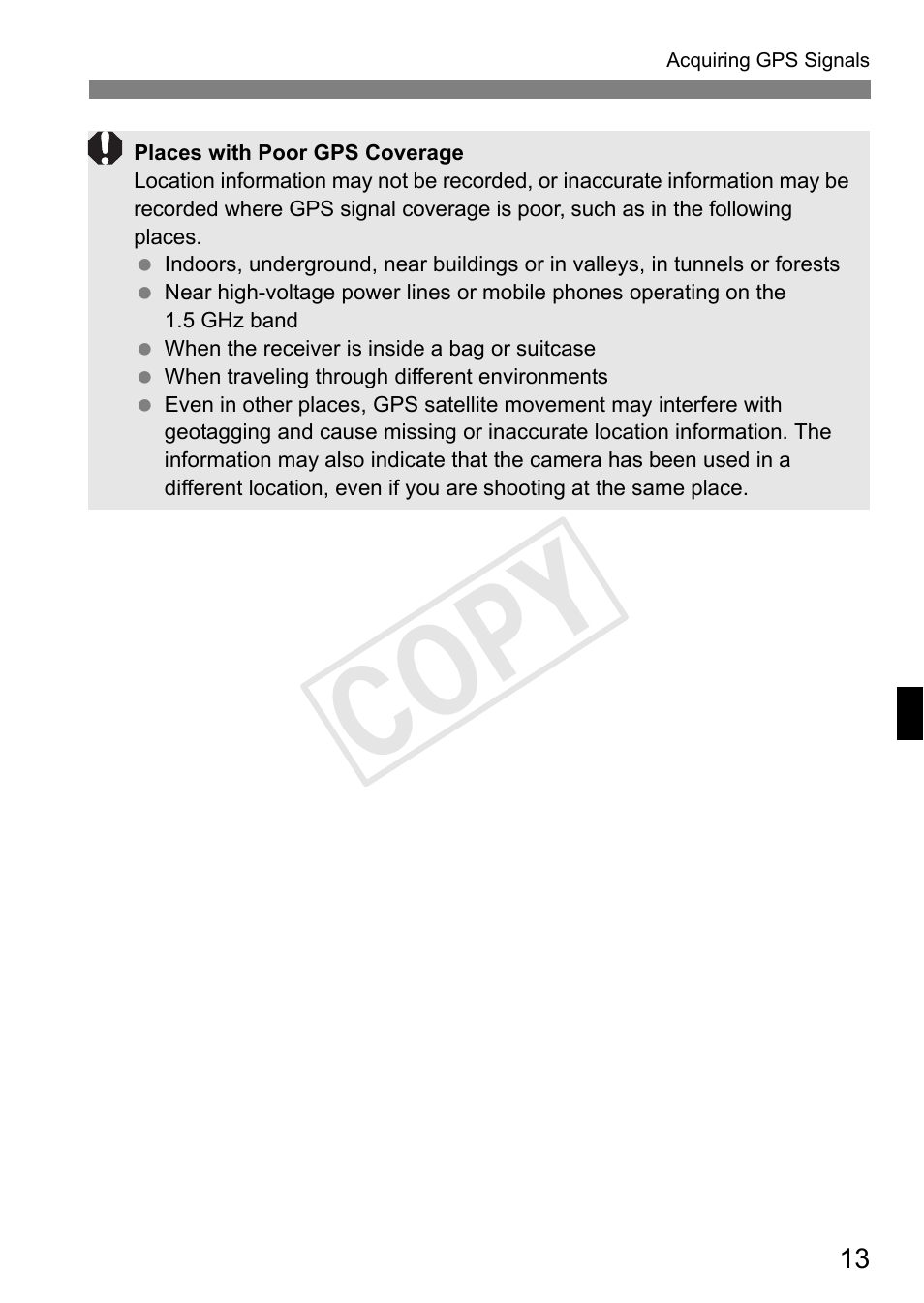 Cop y | Canon GPS RECEIVER GP-E2 User Manual | Page 47 / 292