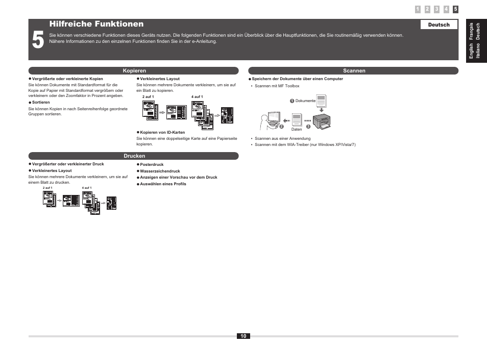 Hilfreiche funktionen | Canon MF3010 User Manual | Page 17 / 248