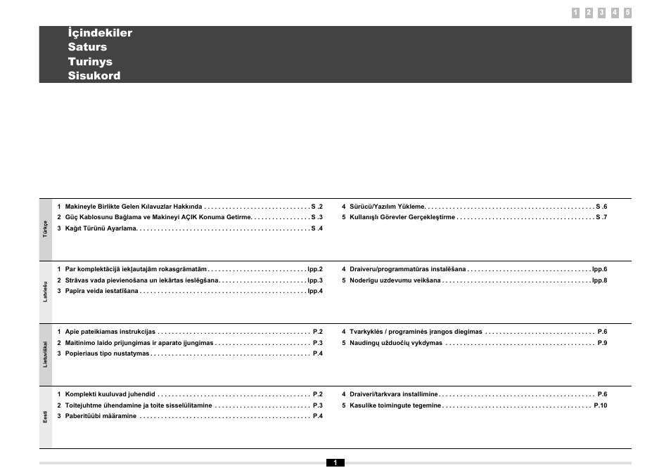 Içindekiler saturs turinys sisukord | Canon MF3010 User Manual | Page 48 / 248