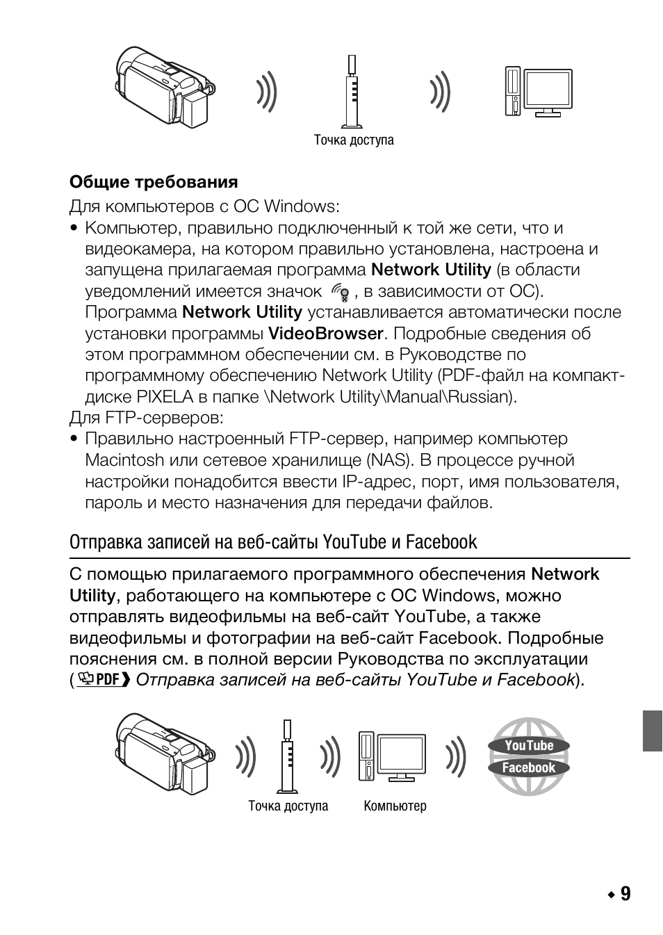 Отправка записей на веб-сайты youtube и facebook | Canon LEGRIA HF M56 User Manual | Page 93 / 110