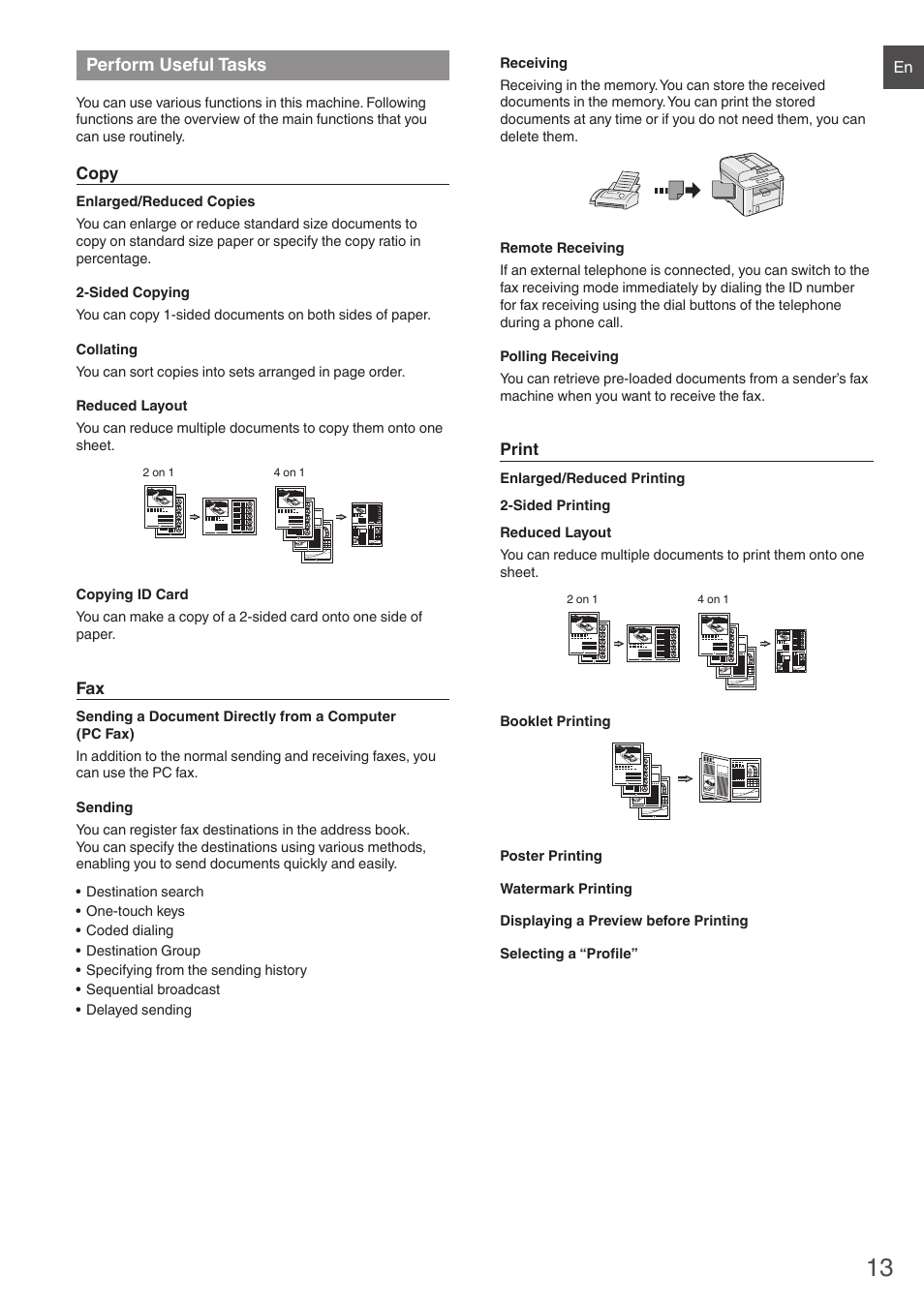 Perform useful tasks | Canon i-SENSYS FAX-L410 User Manual | Page 13 / 236