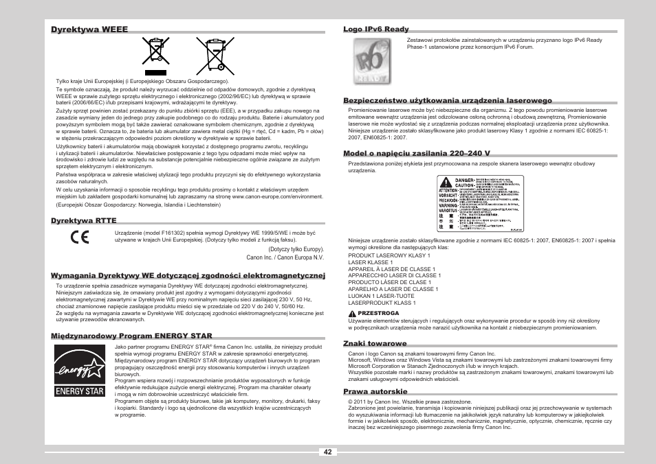 Dyrektywa weee | Canon i-SENSYS MF5980dw User Manual | Page 160 / 288