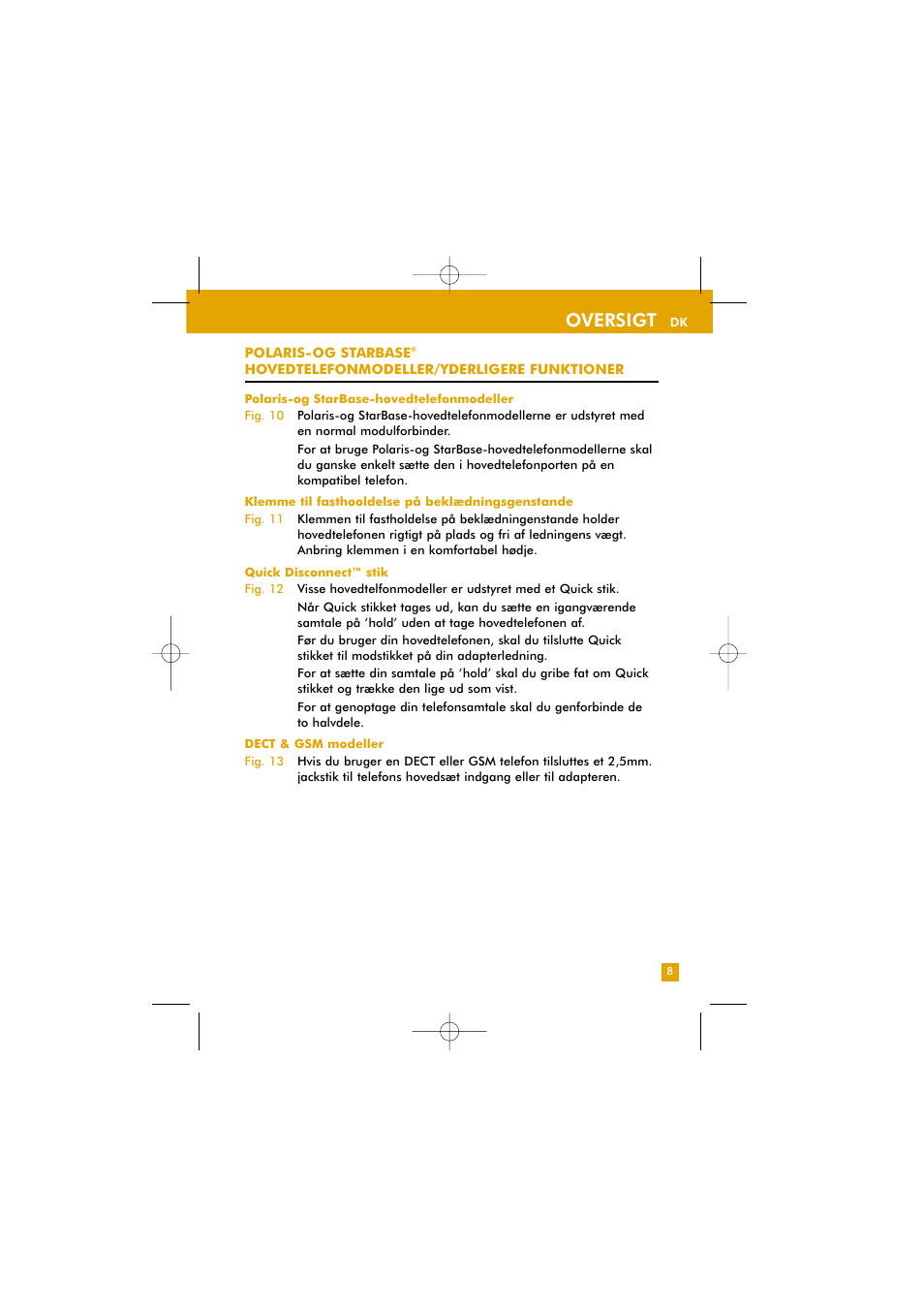 Oversigt | Plantronics TriStar User Manual | Page 16 / 50