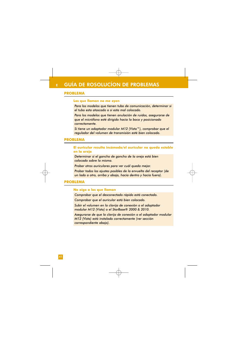 Guía de rosolucíon de problemas | Plantronics TriStar User Manual | Page 19 / 50