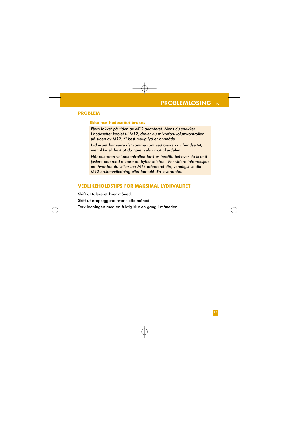 Problemløsing | Plantronics TriStar User Manual | Page 34 / 50