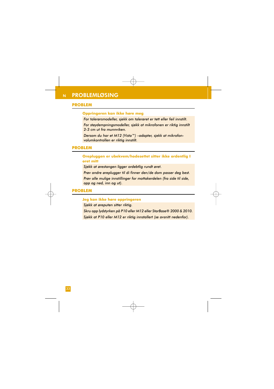 Problemløsing | Plantronics TriStar User Manual | Page 35 / 50
